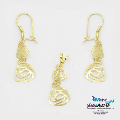 Gold half set - pendant and earrings - rose design-MS0709